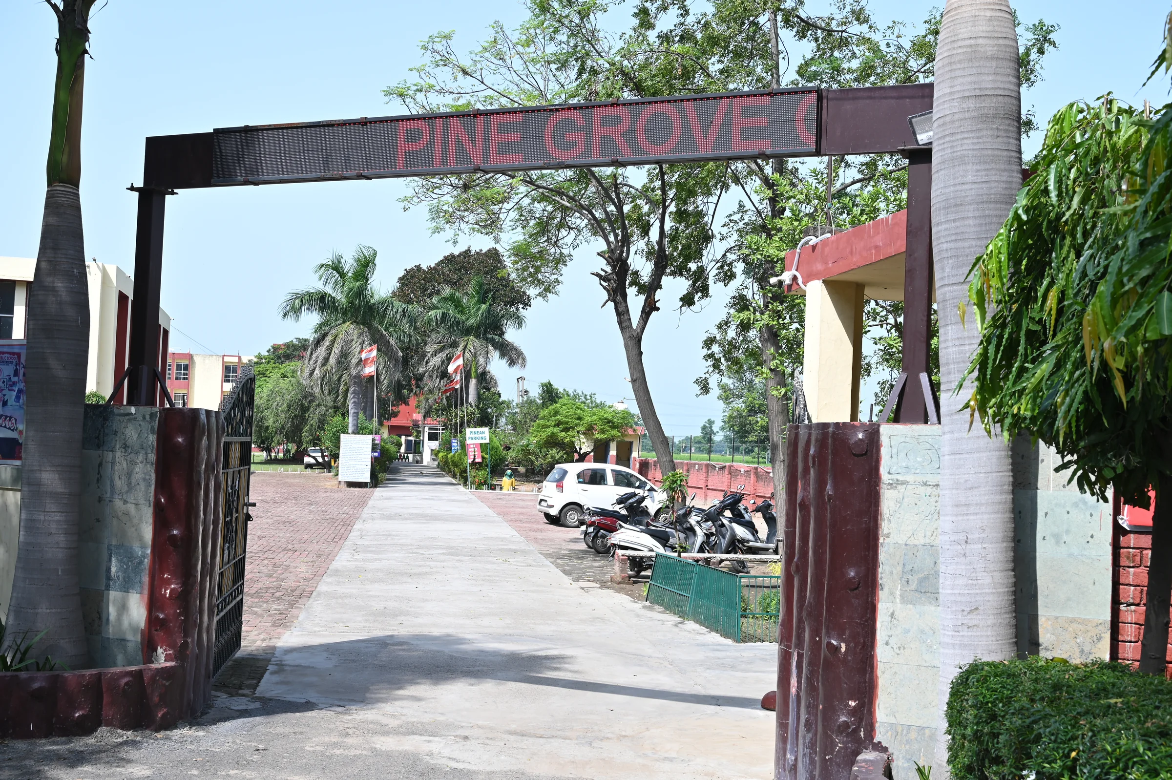 Main entrance and drive of the Pine Grove campus
