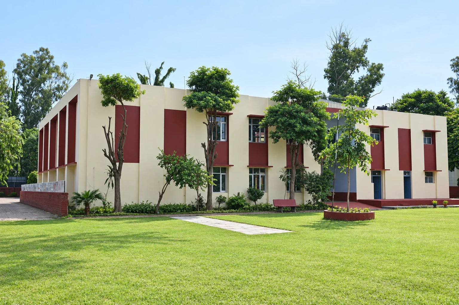A professionally retouched view of the real future Pine Grove College of Law building and lawn.